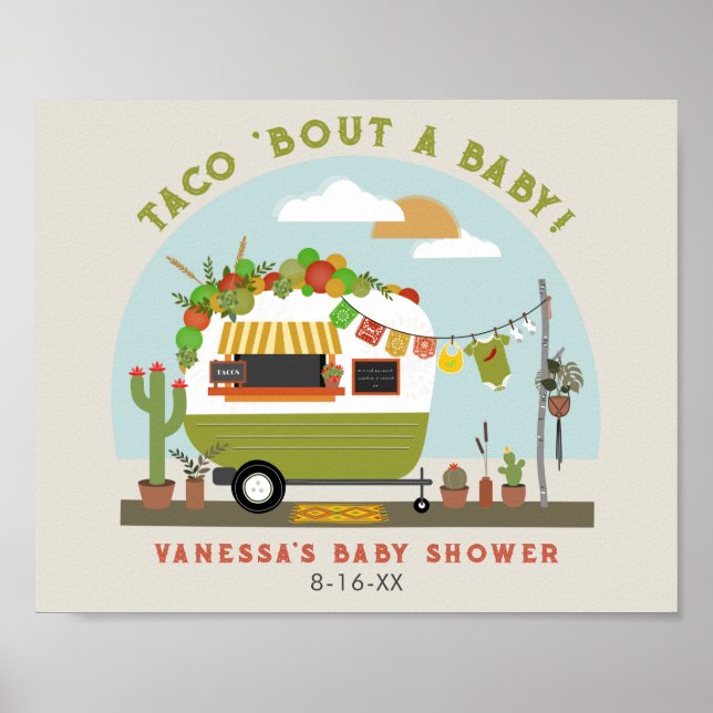Póster Taco Bout A Baby Camper Neutral Baby Shower (Frente)