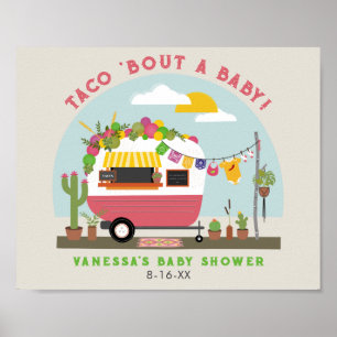 Póster Taco Bout A Baby Pink Camper Chica Baby Shower