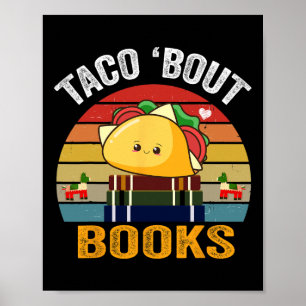 Póster Taco Bout Libros Funny Comida Mexicana Cinco De Ma