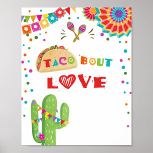 Póster Taco Bout Love Mexican Cactus Fiesta Table Rótulo