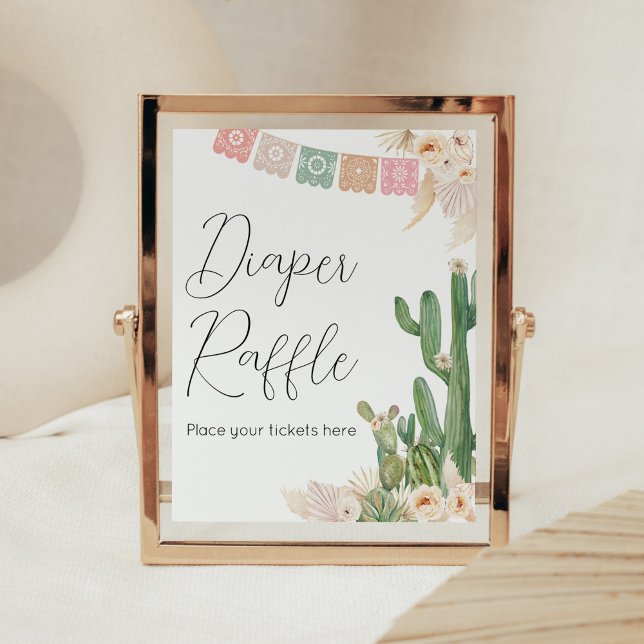 Póster Taco Bout Un Bebé Baby Shower Diaper Raffle (Boho Fiesta Baby Shower Diaper Raffle Sign)