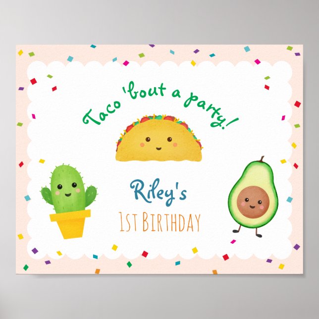 Póster Taco Bout Un Fiesta | Fiesta Rótulo de cumpleaños  (Frente)