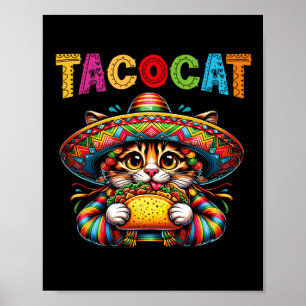 Póster Taco Cat Para Mujeres Y Niños - Tacocat Cinco De M