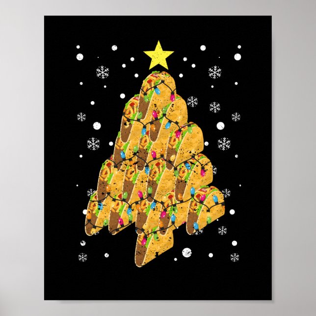 Póster Taco Christmas Tree Xmas PJ Tacos Mexicano (Frente)