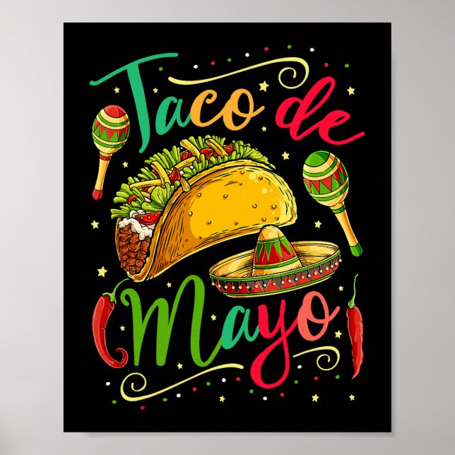 Póster Taco De Mayo Cinco De Mayo Hombres Comida Mexicana (Frente)