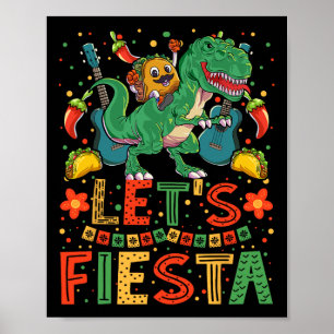 Póster Taco Dinosaur Cinco De Mayo Taco Shirt Niños M