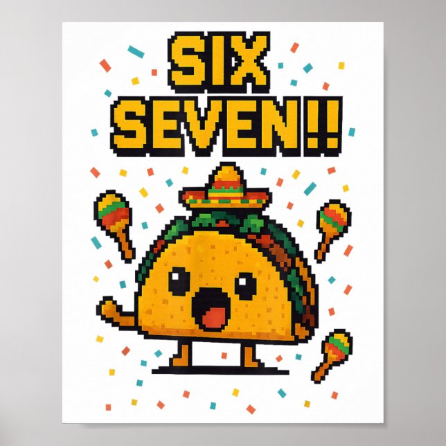 Póster Taco divertido para jugadores Seis Siete Cinco De  (Frente)