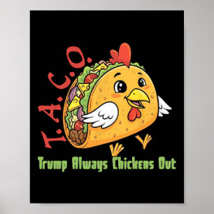 Póster Taco Divertido Trump Siempre se Rinde Arancel Meme