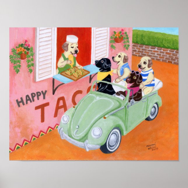 Póster Taco Fun Labradors Art Print (Frente)