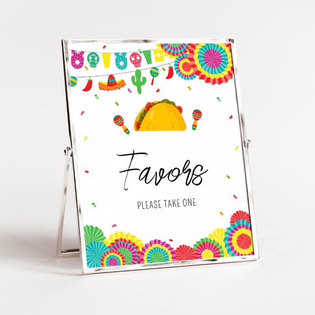 Póster Taco mexicano 'Bout A Baby Favor (Cinco de Mayo Baby Shower Favors Sign)