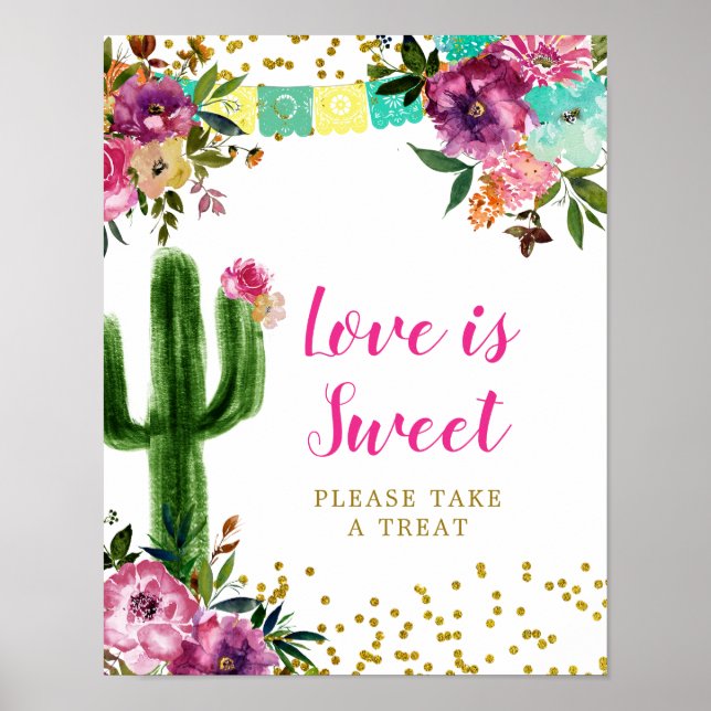 Póster Taco mexicano colorido sobre amor es dulce (Frente)
