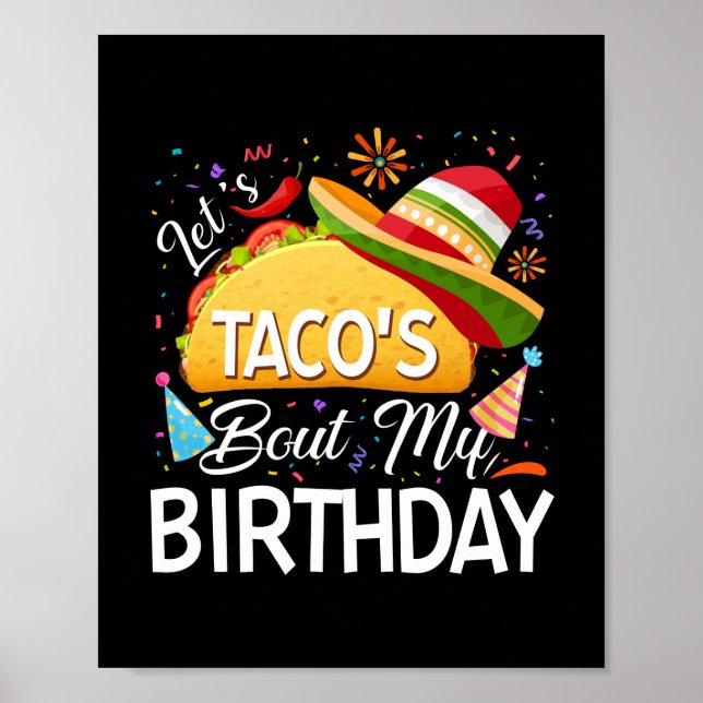 Póster Taco 'por mi cumpleaños Cinco de Mayo Tacos (Frente)