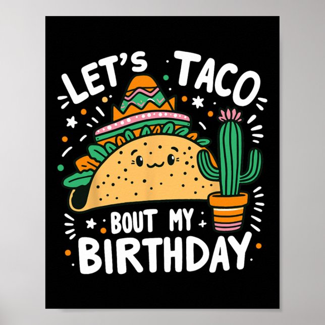 Póster Taco por mi Fiesta mexicana de taco por cumpleaños (Frente)