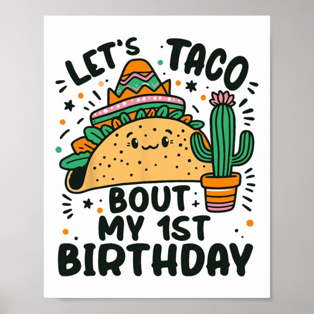 Póster Taco por mi primer cumpleaños, Fiestas mexicanos (Frente)