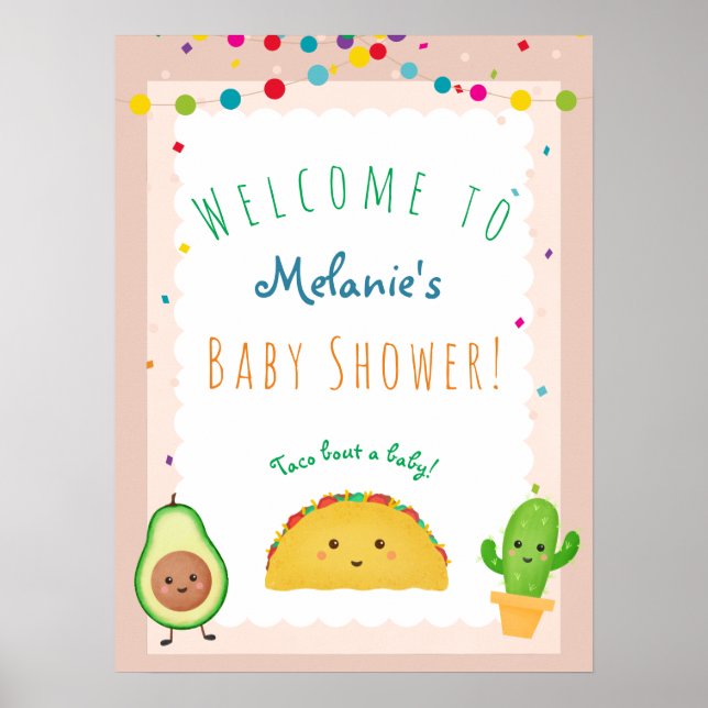 Póster ¡Taco por un bebé! Ducha de bebé de bienvenida con (Frente)