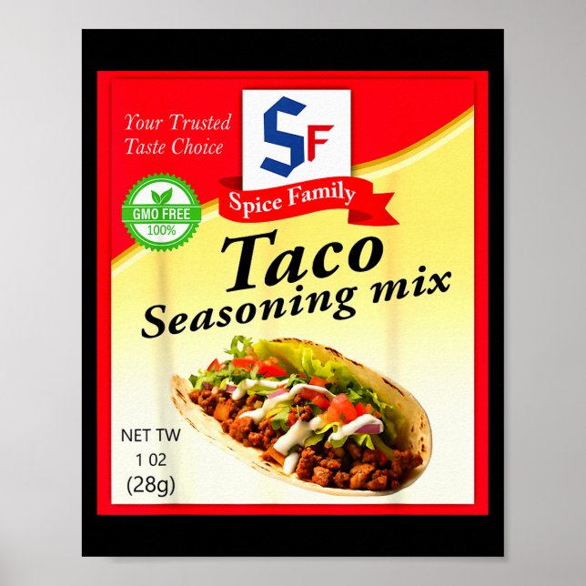 Póster Taco Seasoning Mix Funny Mexico Cinco De Mayo Grou (Frente)