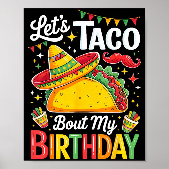 Póster Taco sobre cumpleaños divertido cinco de mayo mexi (Frente)