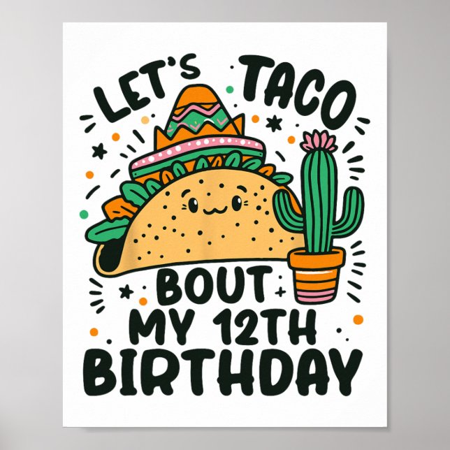 Póster Taco sobre mi Fiesta mexicana por 12 años (Frente)