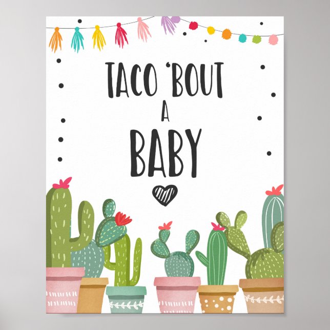Póster Taco sobre un Rótulo de mesa de cactus de bebé (Frente)