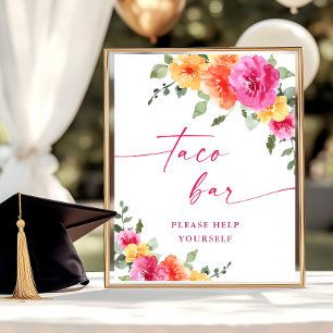 Póster Taco sobre una floral de graduación futura brillan