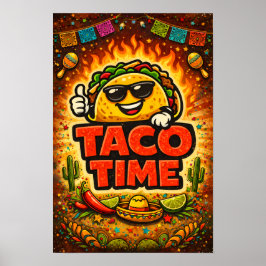 Póster Taco Time - Fiesta Fiasco - Foodie Fiends