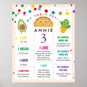 Póster Taco TREE-ESTA 3er Chica de cumpleaños Poster hito