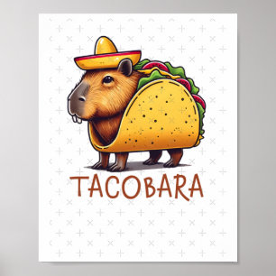 Póster Tacobara Capybara En Un Pegatina De Disfraces Taco