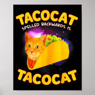 Póster Tacocat deletreado al revés es tacocat gato meme t