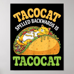 Póster Tacocat Spelado Hacia Atrás Es Tacocat Con Gato Cu