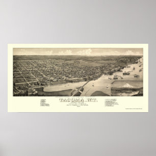 Póster Tacoma, WA Panoramic Map - 1884