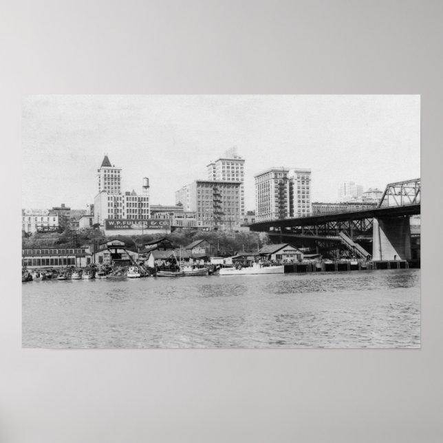 Póster Tacoma, WA - Vista Skyline del centro (Frente)