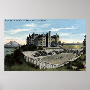 Póster Tacoma, Washington - Vista de la secundaria