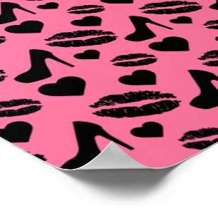 Póster Tacones Altos Besos Labios Chica Maquillaje Corazo