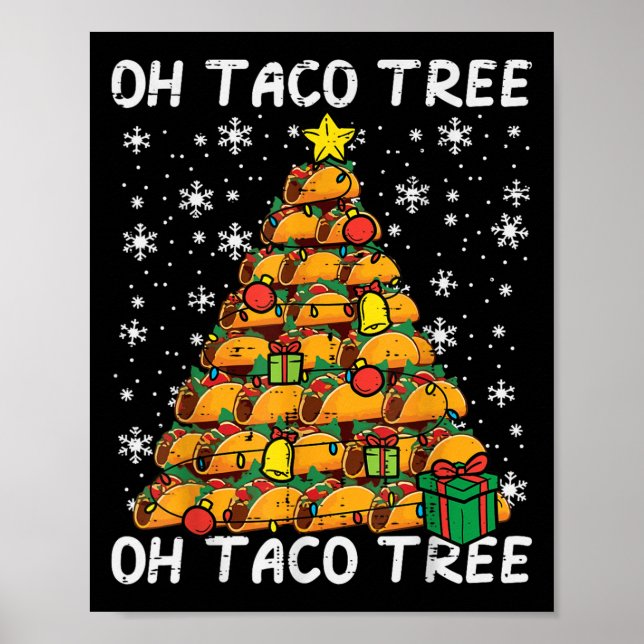 Póster Tacos Christmas Tree Funny Xmas Foodie Mexican Men (Frente)