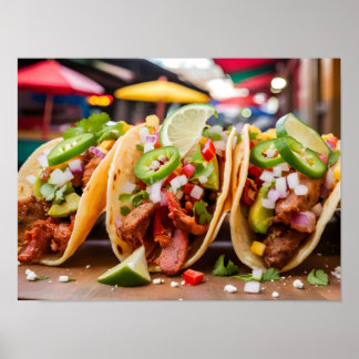 Póster Tacos deliciosos: comida rápida mexicana icónica