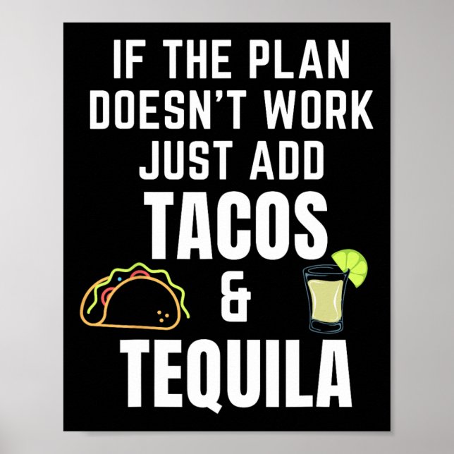 Póster Tacos Graciosos Y Cita Tequila Para Cinco De Mayo  (Frente)