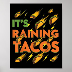 Póster Tacos Llueven Humor De Comida Mexicana Taco Calle