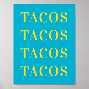 Póster Tacos Tacos Wall Art, Dorm Room Poster, Apartament