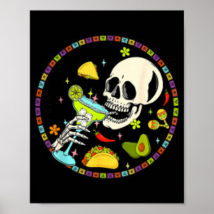 Póster Tacos y Margaritas del Cinco de Mayo Fiesta Mexica
