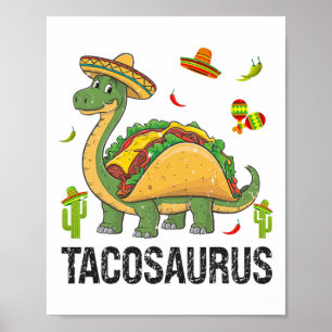 Póster Tacosauro Dinosaurio Taco T Rex Funny Cinco De May