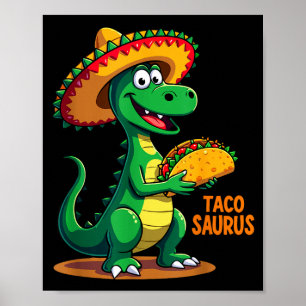 Póster Tacosaurus mexicano dino trex cinco de mayo niño p