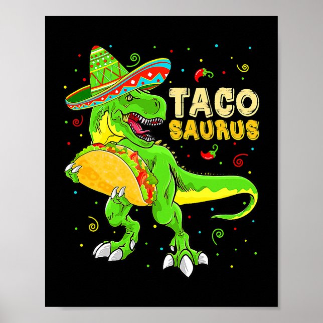 Póster Tacosaurus Shirt Taco Cinco De Mayo Niños Dino (Frente)