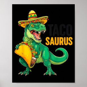 Póster Tacosaurus taco dino divertido cinco mayo niño peq