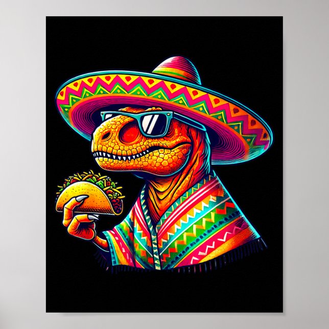 Póster Tacosaurus taco dinosaur cinco de mayo mexicanoTac (Frente)