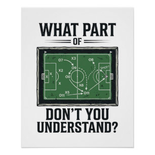 Póster Tácticas Divertidas de Fútbol Camiseta Diseño Vint