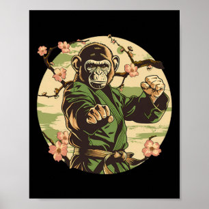 Póster Taekwondo Árbol Sakura Artes Marciales Kickboxing
