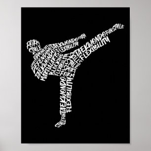 Póster Taekwondo Artes Marciales Tipografía Niños Hombres