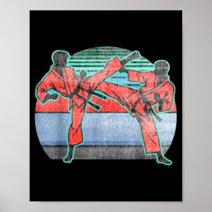 Póster Taekwondo Atardecer Retro Kicker Genial Angustiado