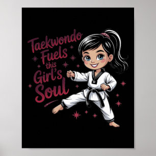 Póster Taekwondo aviva el cinturón negro del Chica del al
