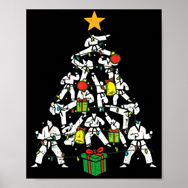Póster Taekwondo Christmas Tree Xmas Martial Arts Karate  (Frente)